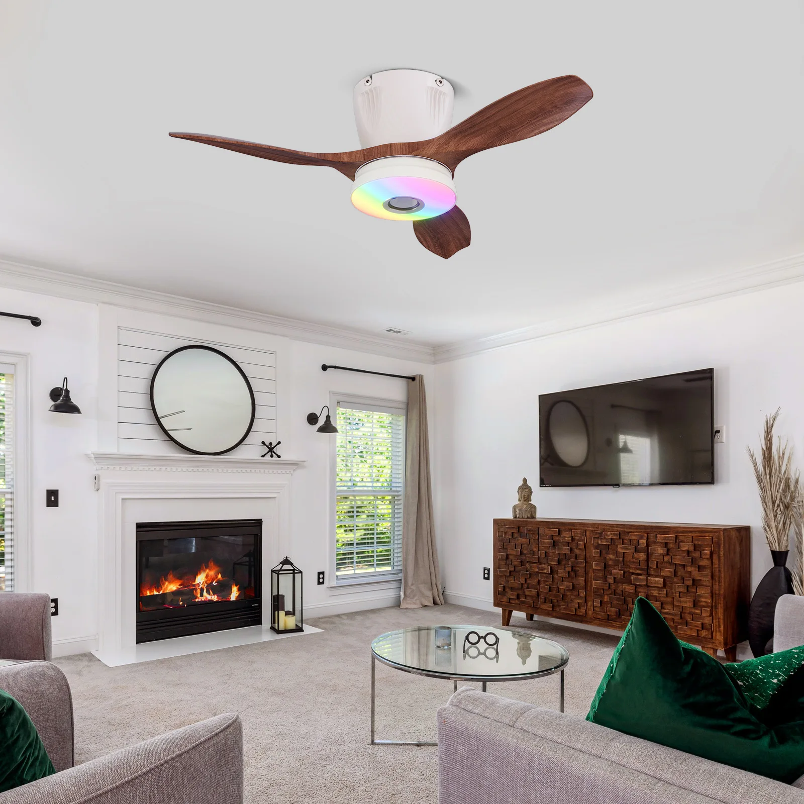 

2025 Ceiling Fan Light Bedroom Minimalist Rgb Bluetooth Fan Lights Source Manufacturers Wholesale Customizable for Living Room