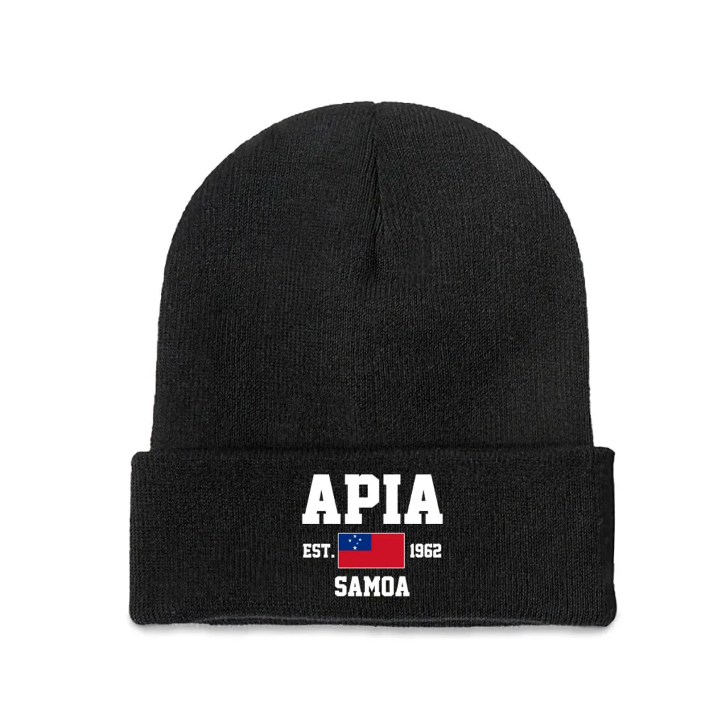 Samoa EST.1962 Apia Capital Men Women Unisex Knitted Hat Winter Autumn Print Beanie Cap Warm Bonnet