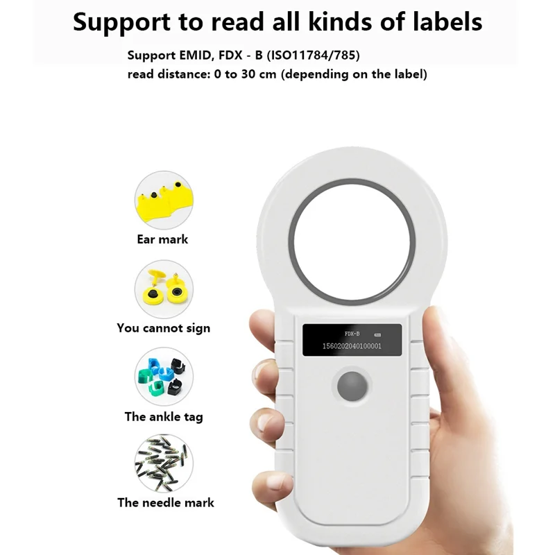 Animal Tag Reader USB 134.2K Dual Frequency Pet Chip Reader Animal Chip Reader White