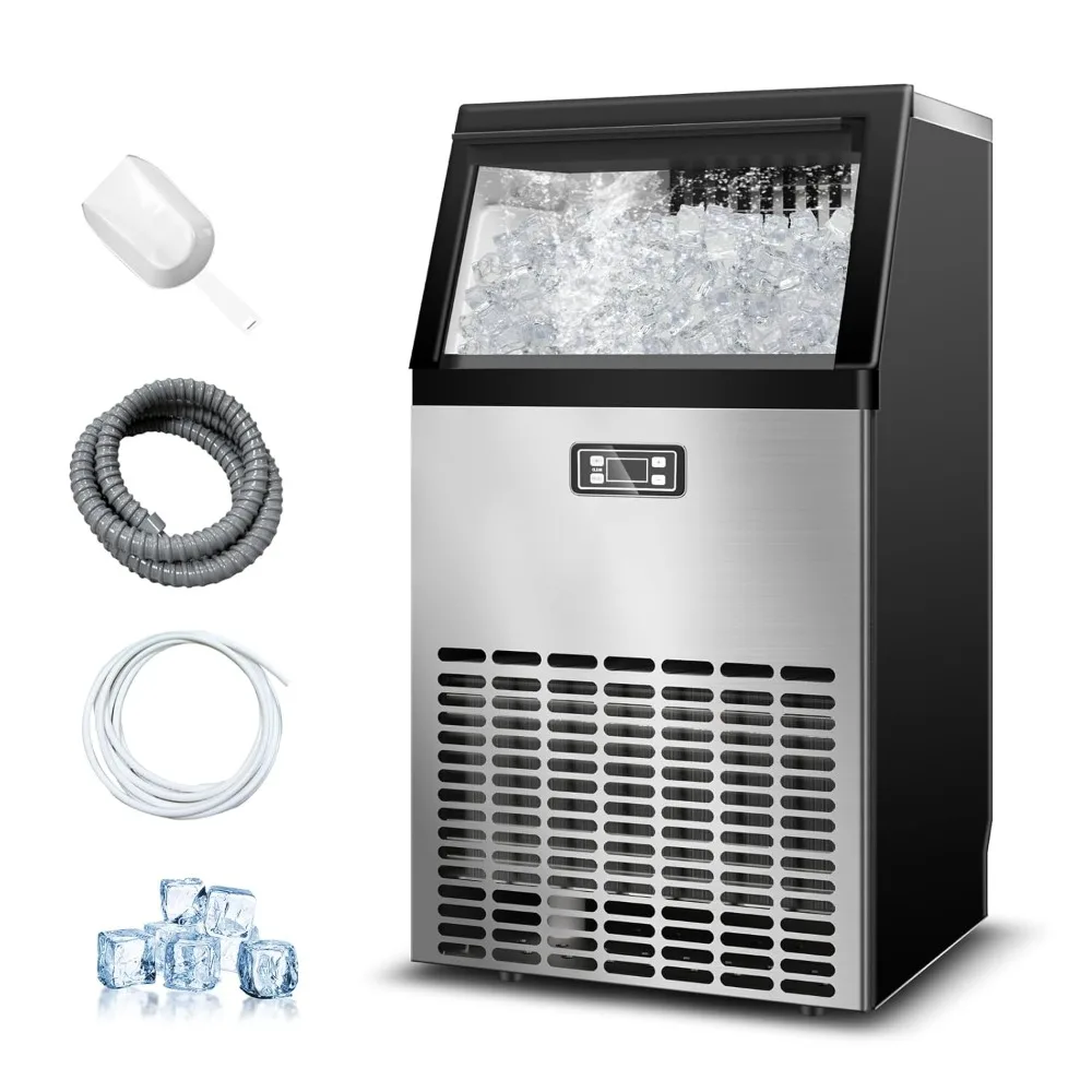 

120 pound/24-hour commercial ice maker, 48 cubes/11 minutes, 33 pound ice storage capacity, counter ice maker self-cleaning