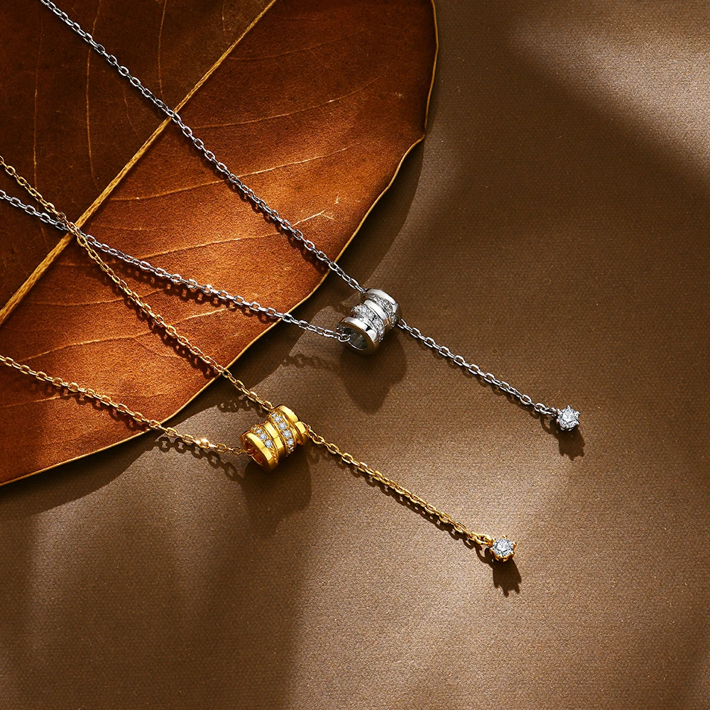 ATTAGEMS Moissanite Bracciale Collana con ciondolo per donna Set di gioielli in argento sterling 925 con ruota rotonda di fidanzamento Regalo di nozze 2 pezzi