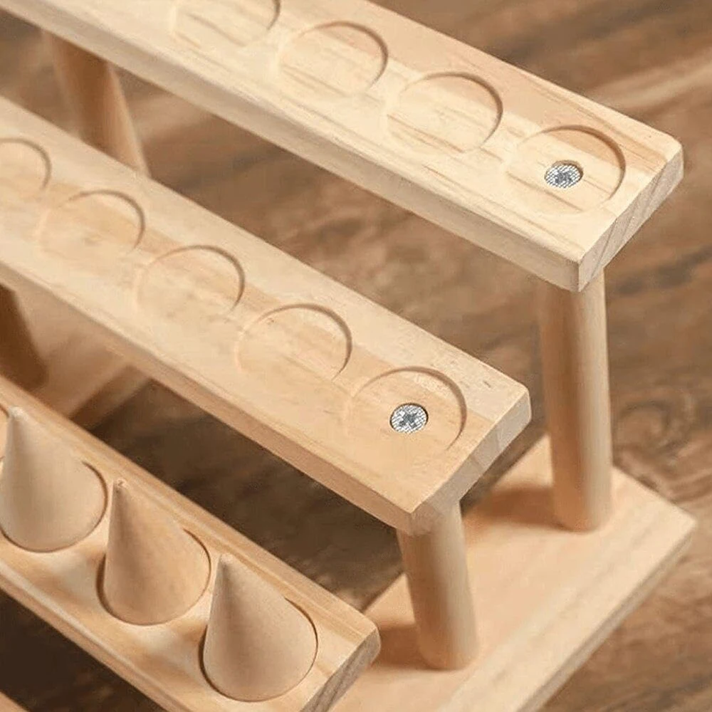 Wood Ring Storage Jewelry Display Stand Organizer Storage Shelf Jewelry Display Holder Supplies Fashion Accessories 4 Tier