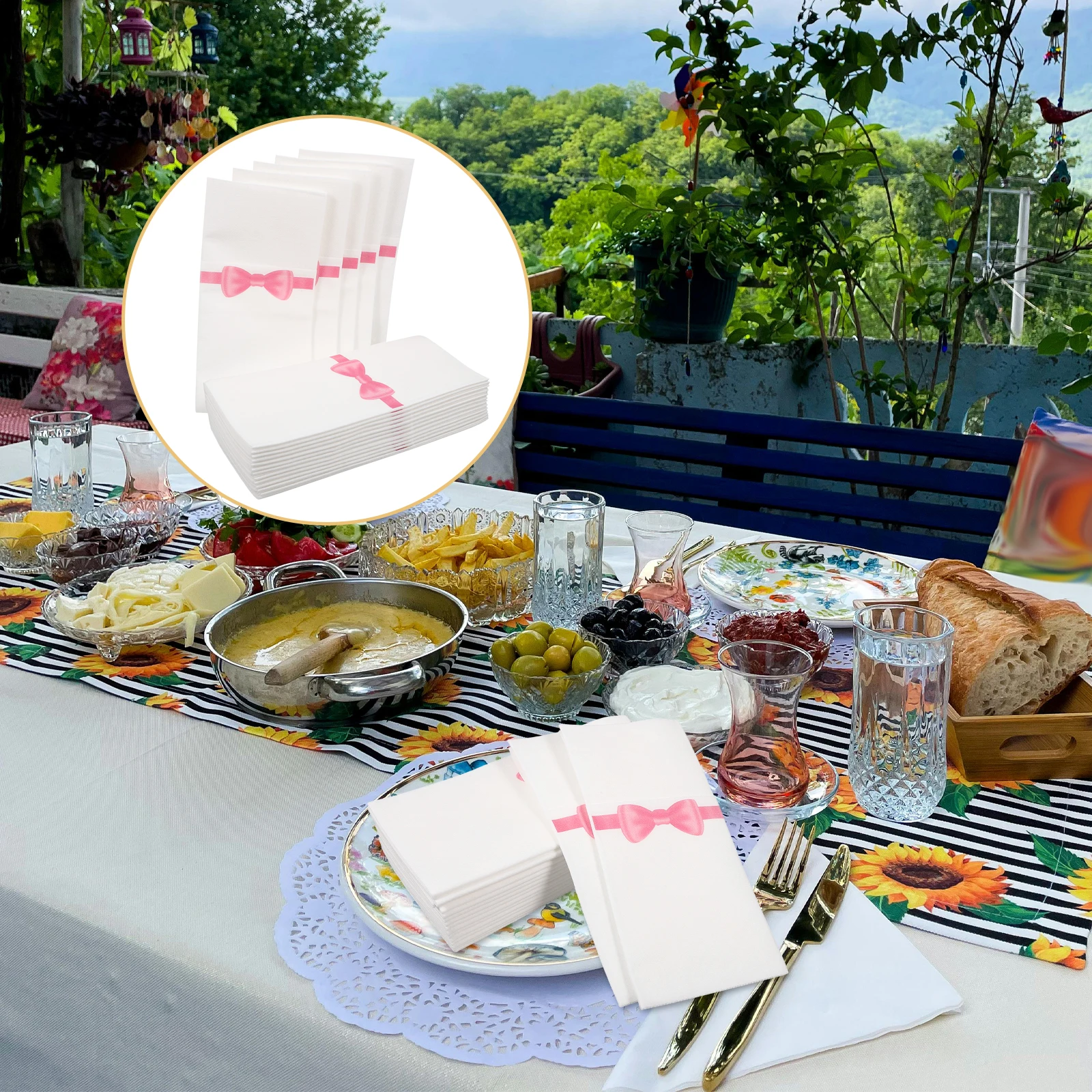 

50Pcs Pocket Napkins Disposable Wrapping Paper Chopsticks Packaging Napkins for Hotel Restaurant Tableware Guest Hand Towels