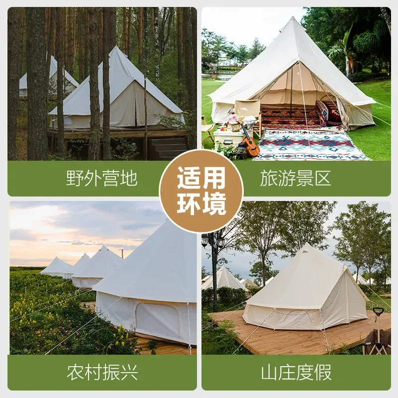 Outdoor Indian Yurt Tent Luxury Camping Pyramid Tent with Chimney for Glamping Bed and Breakfast Professional Shelter
