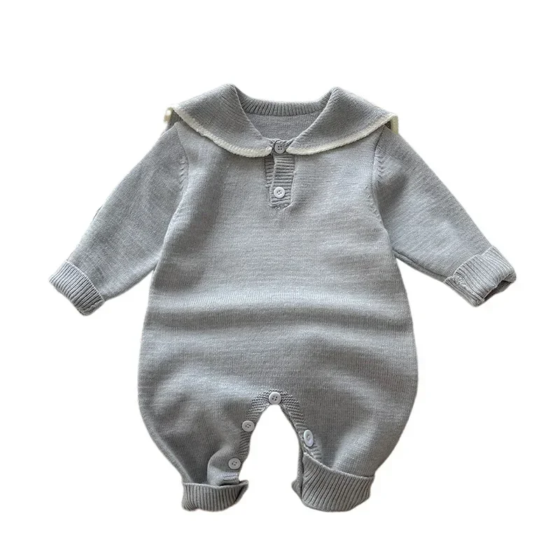 4622 Buy 2pcs Wholesale Baby Knitted Clothes Autumn 2024 New Navy Collar Boy\'s Knitted One Piece Clothes