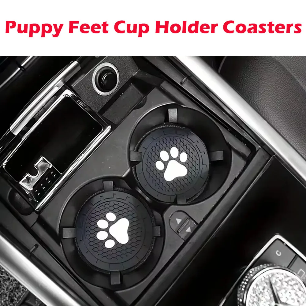 

2Pcs Paw Silicone Car Coasters Universal Fit Anti-Slip Cup Holder Protection Durable Easy to Clean Car Interior Accessories