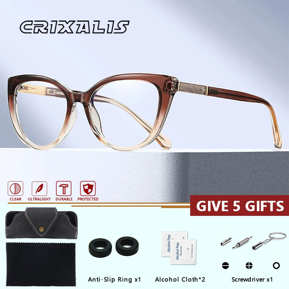 

Очки для чтения CRIXALIS для женщин, оправа «кошачий глаз» TR90, очки с защитой от синего света, оптические очки с диоптриями