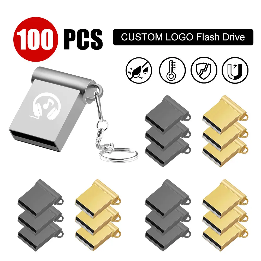 metal 100pcs free logo Pendrive 32gb 64gb 16gb pen drive flash usb2.0 memory stick Waterproof usb flash drive cle Usb 8GB 4GB