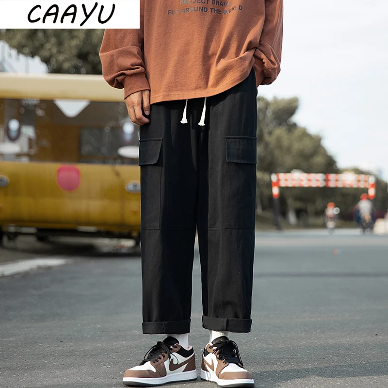 Caayu-メンズワイドレッグパンツ,カジュアル,特大,ヒップホップ,バギー,日本のストリートウェア,ダンガリー,コレクション2022