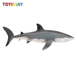 Toymany Simulation Great White Shark Ocean Animal Model Toy Mini Figures Dolls Action Figurines Toys Children Gift  Cake Decora