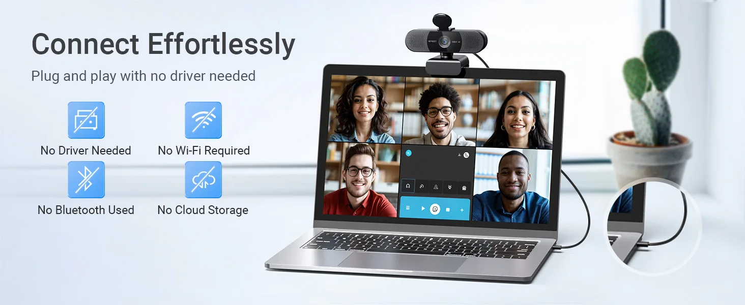 Webcam 1080P 60FPS Autofokus HD Mini-Webkamera für Laptop/Computer EMEET USB-Webkamera mit zwei Mikrofonen für Youtube/Zoom-Videoanrufe – Detail 6