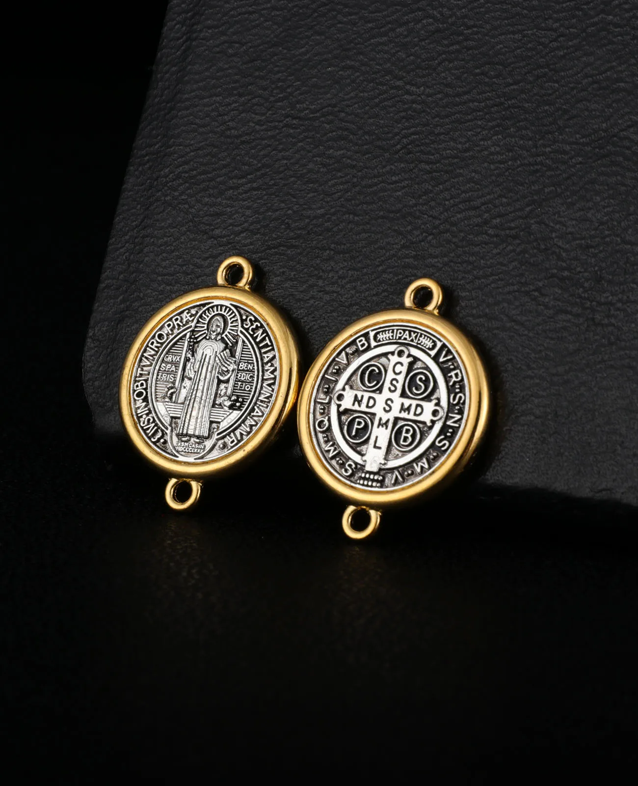 10Pcs 2 Holes Christian Exorcism St.Benedict Charm Saint Benedict Medal Connector Bead for Bracelet DIY Making Accessories image 6