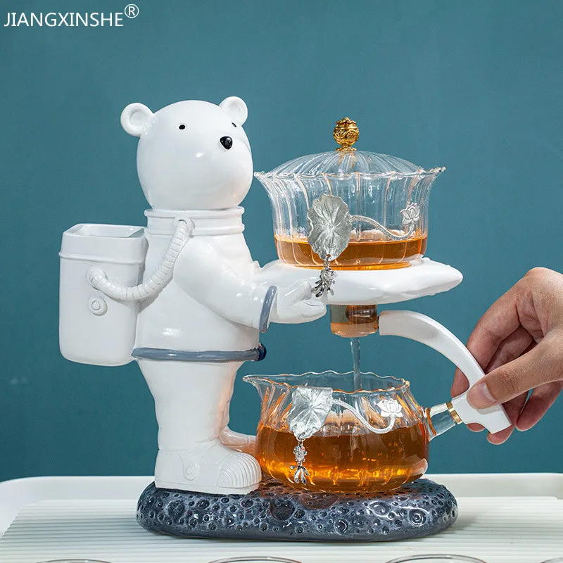 

New Astronaut Kungfu Tea Set Automatic Glass Teapot Heat-resistant Tea Infuser Glass Tea Maker Pot With Base