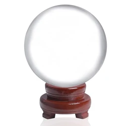 Large Crystal Ball with Wooden Stand, Decorative Glass Globe, Sphere Gazing, Divination, Feng Shui, Home Decoration, 150mm