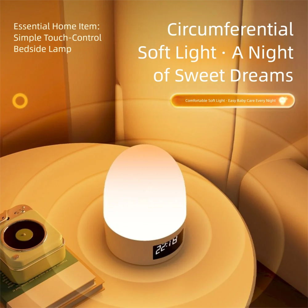 

3 Color Touch Night Light Eye Protection Dimming Bedroom Bedside Lamp Timer Function Adjustable Brightness Sleeping Lamp Gift