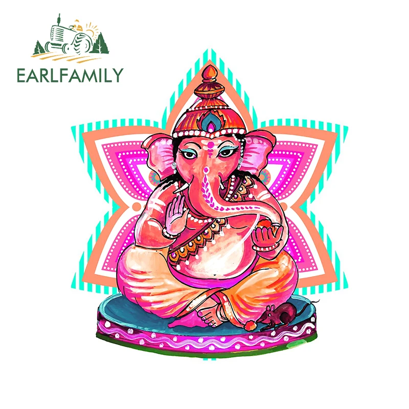 EARLFAMILY 13cm X 9.4cm For Pink Ganesha Decal Waterproof DIY Window Decoration Snowboard Camper Scratch-proof Car Stickers