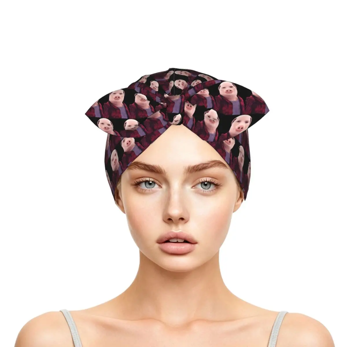 John Pork Is Calling Sleep Bonnet Double Layer with Adjustable Bow, Reversible Hair Cap for Curly Braids Hair