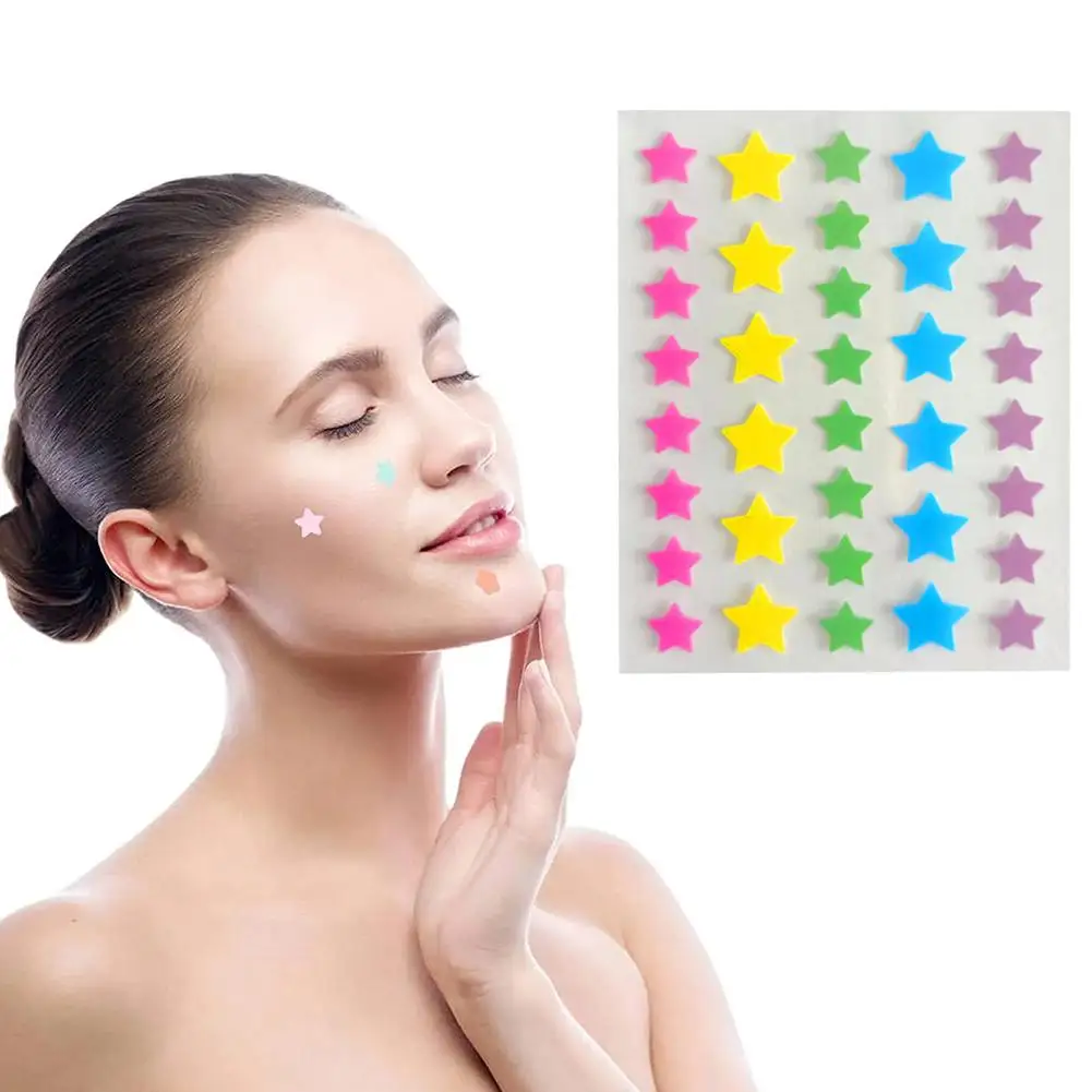 2024 Colorful Cute Star Heart Shaped Acne Treatment Sticker Invisible Acne Cover Removal Pimple Patch Skin Care