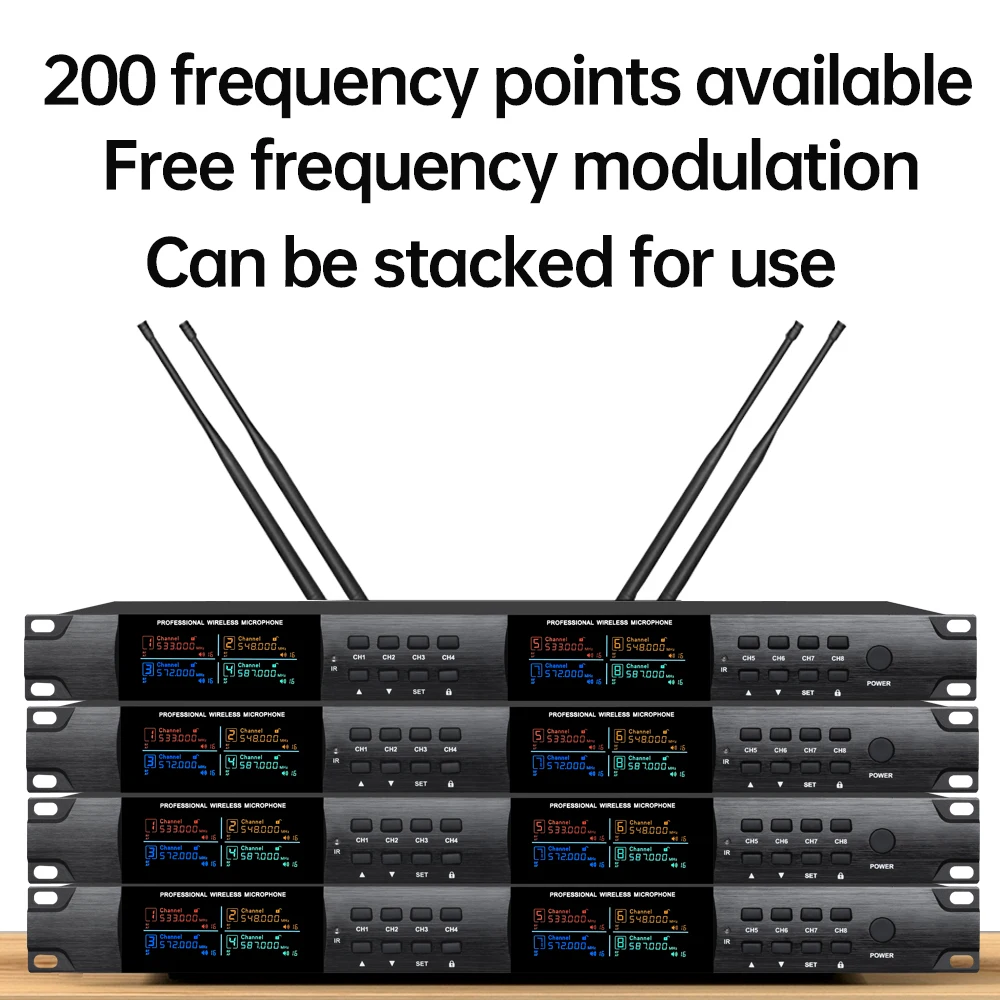 Wireless UHF Microphone System 8 Handheld Microphones for Church Karaoke Wedding Outdoor Stage Performance Microphone Wireless