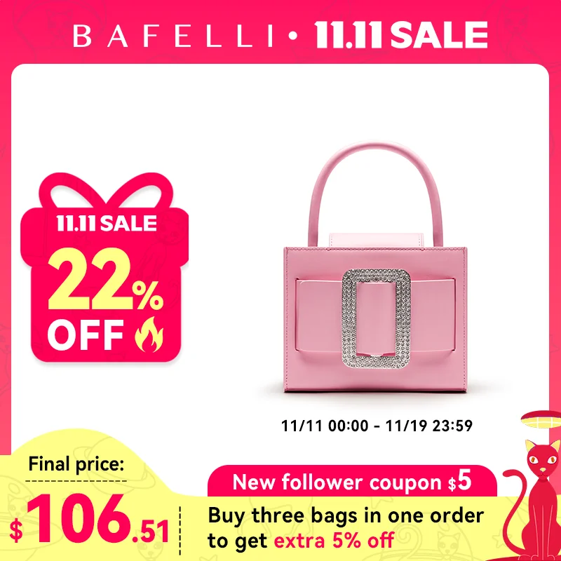 

BAFELLI 2025 NEW WOMEN'S FASHION PINK EVENING HANDBAG SHOULDER BOXY BAG CASUAL PURSE LUXURY BRAND DESIGNER LEATHER TREND LADY