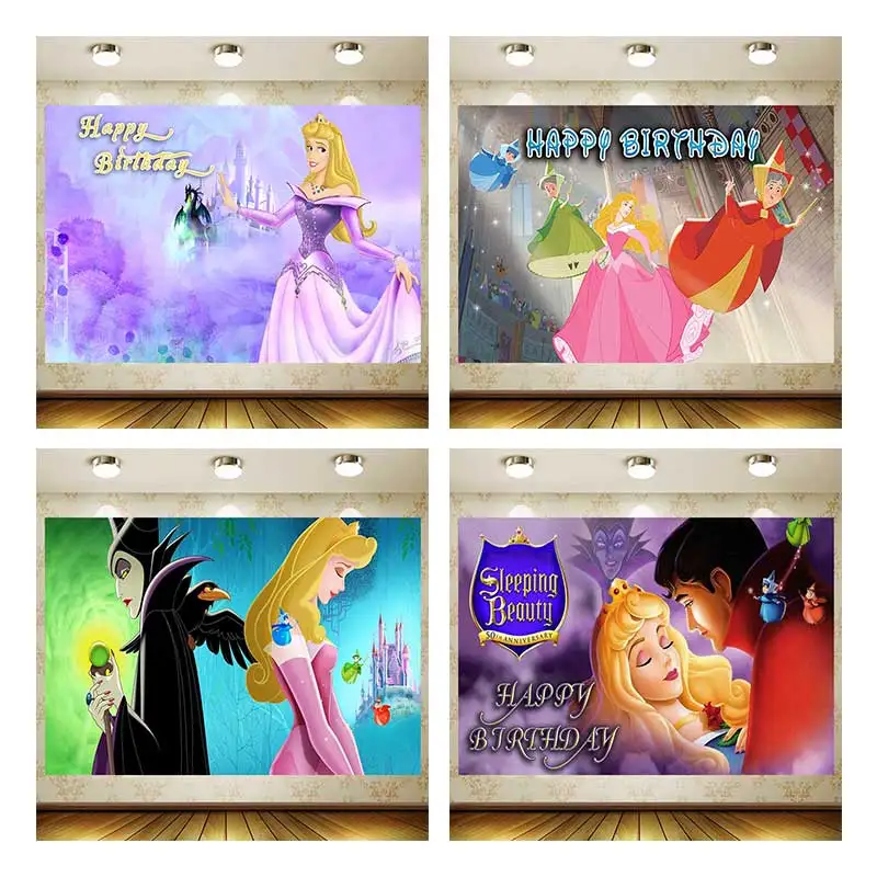 

Disney Sleeping Backdrop Beauty Birthday Party Supplies Background Kid Favor Wall Decor Baby Shower Decoration Gift