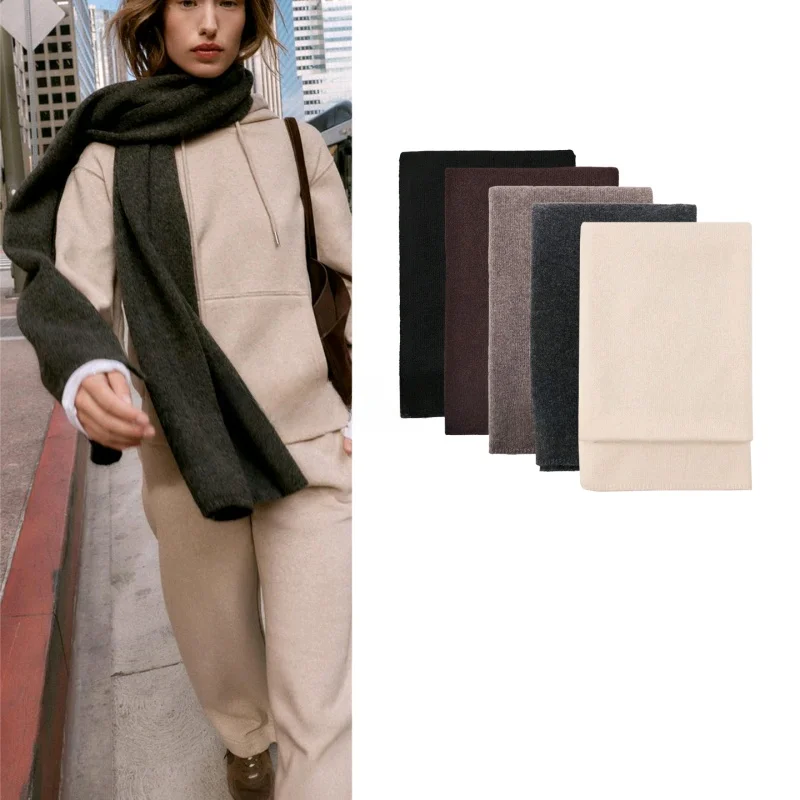 

Модный зимний шарф Thiened, базовый теплый шарф из полиэфирного волокна, длинный прямоугольный цвет для молодых женщин