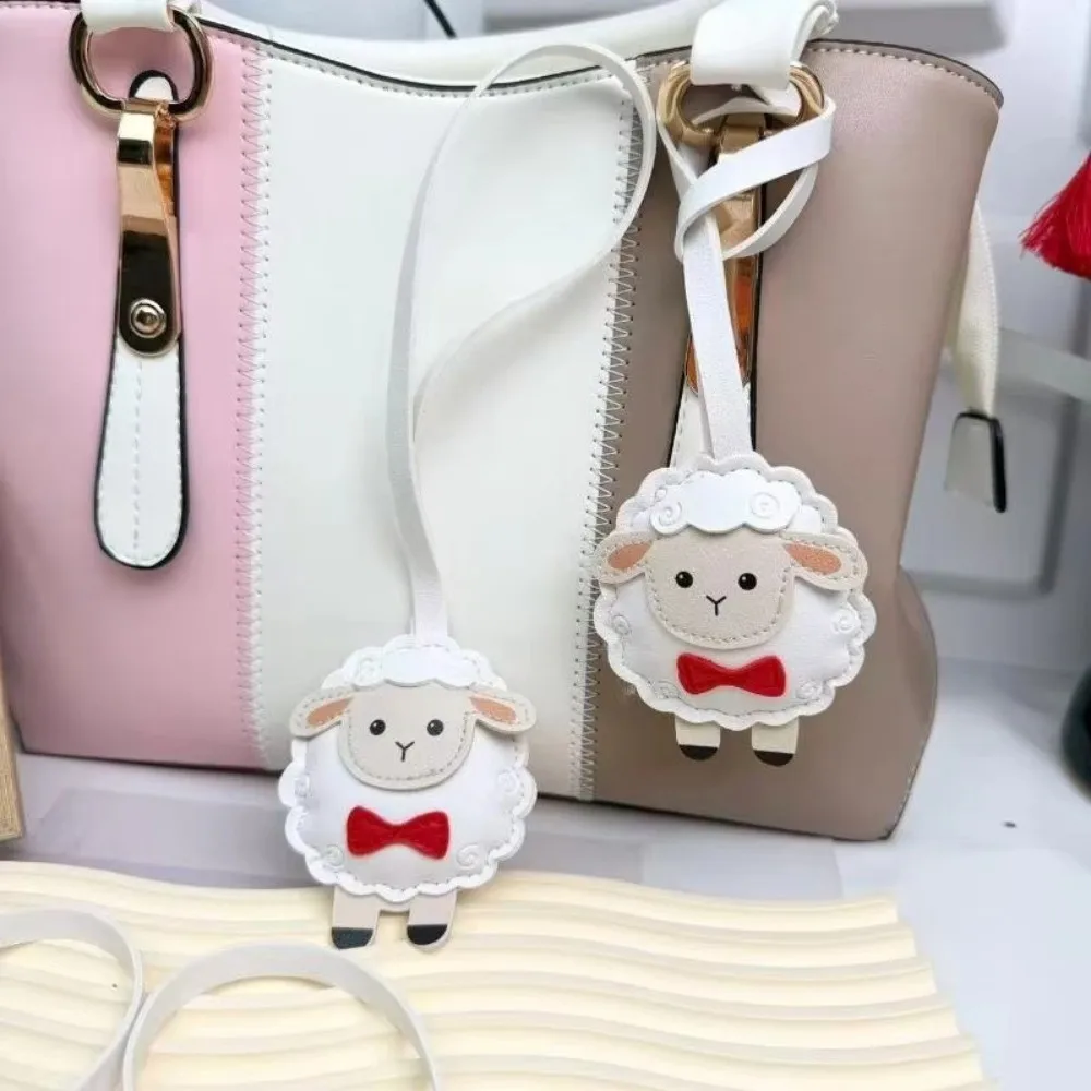 New PU Leather Sheep Keychain Hanging Rope Cute Style Lamb Key Holder Soft Colorful Bag Pendant Backpack Accessory