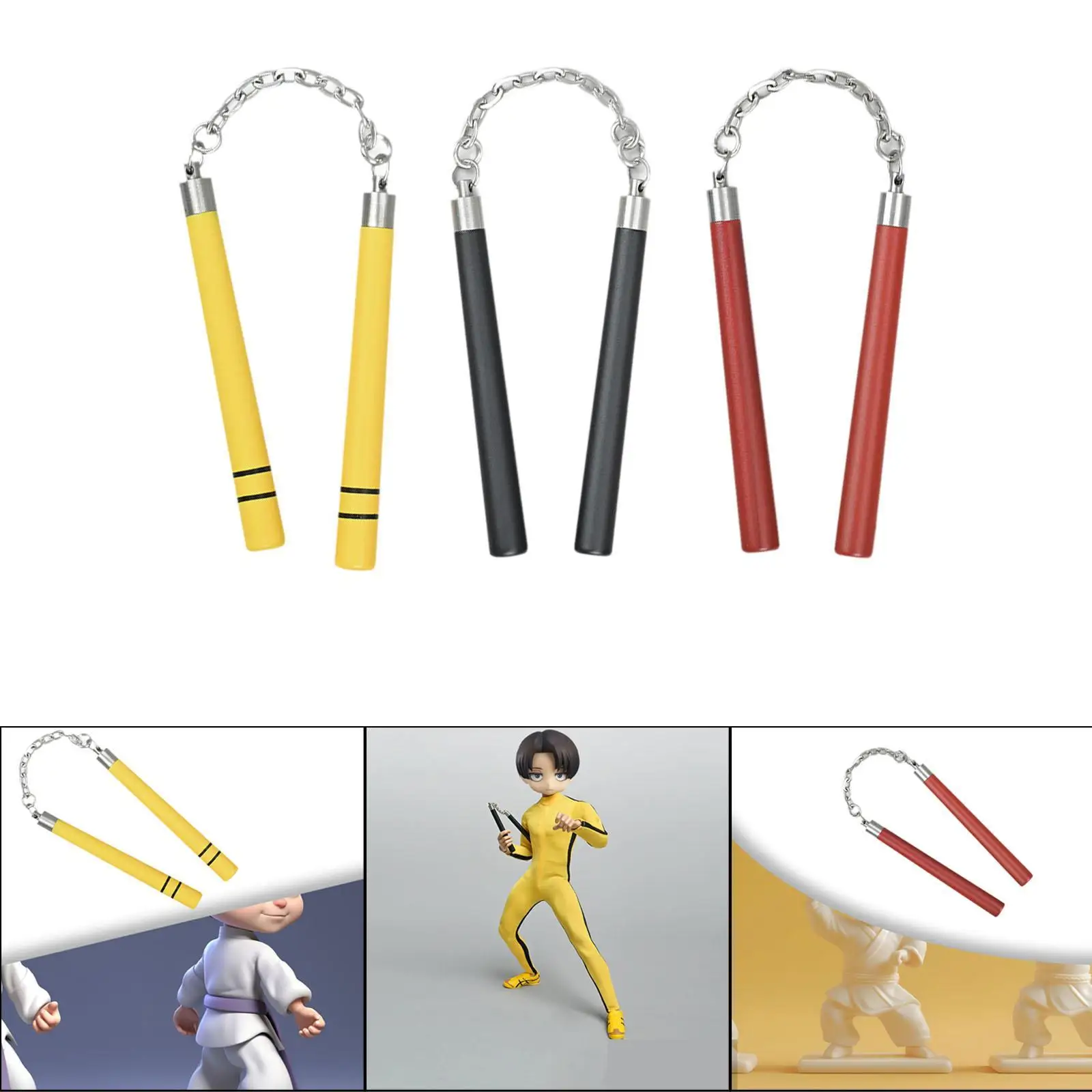 Nunchucks Miniatur im Maßstab 1/6 für männliche Action figuren des 12-Zoll-Puppenmodells