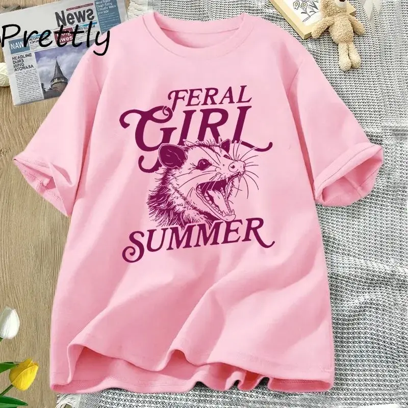 تي شيرت نسائي صيفي من القطن بتصميم فريد قابل للتخصيص مع رسومات يدوية #2