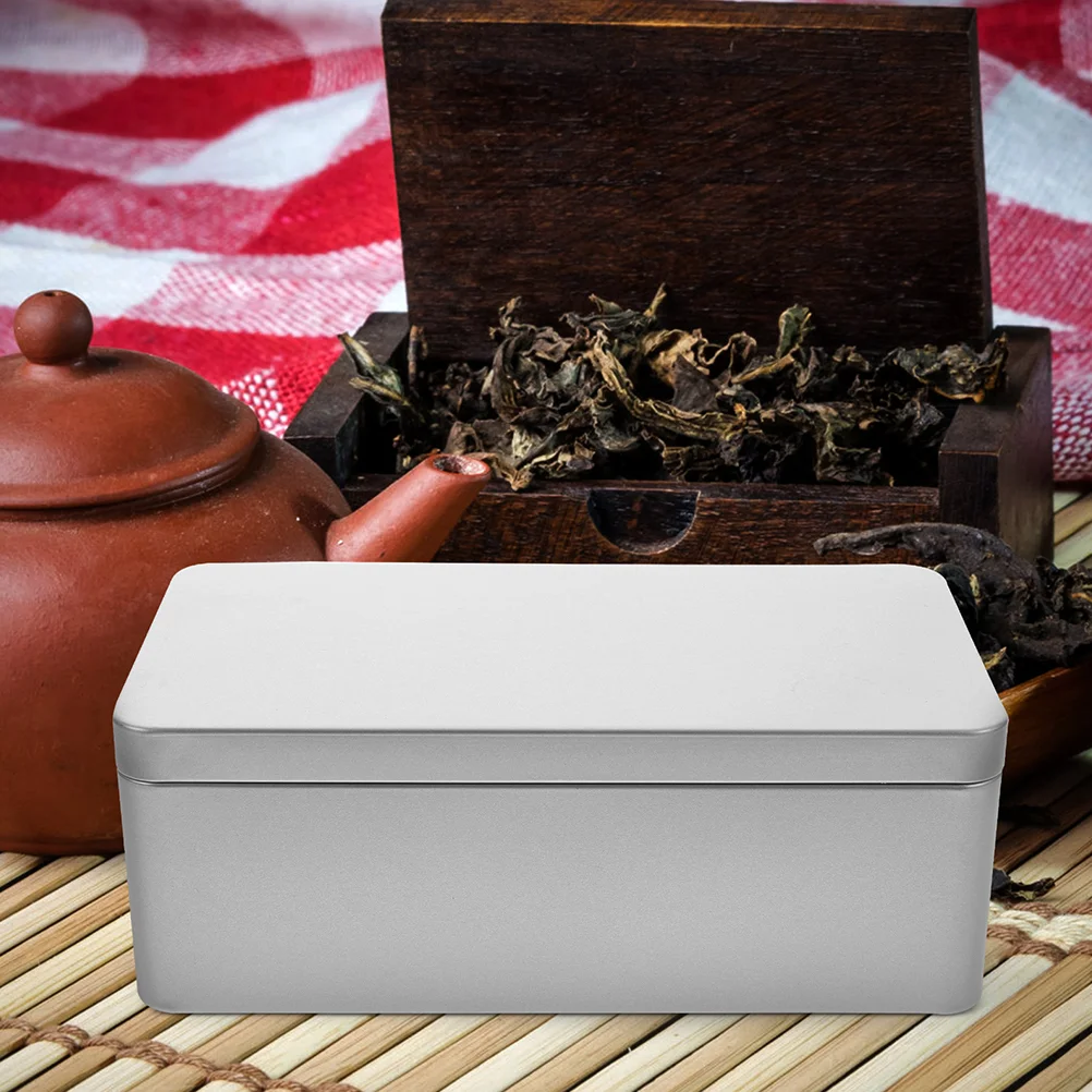 

Tea Container Tinplate Gift Box Can Metal Small Case Candy Storage Tins with Lids Silver Cans