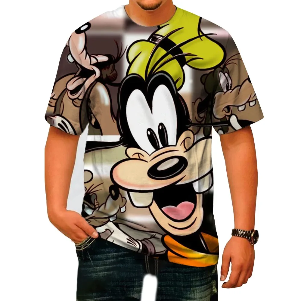 Disney Goofy cartoon print T-shirts Men Clothing Summer Fashion Casual Short Sleeve Cool T Shirt Harajuku Streetwear Tops Tee 