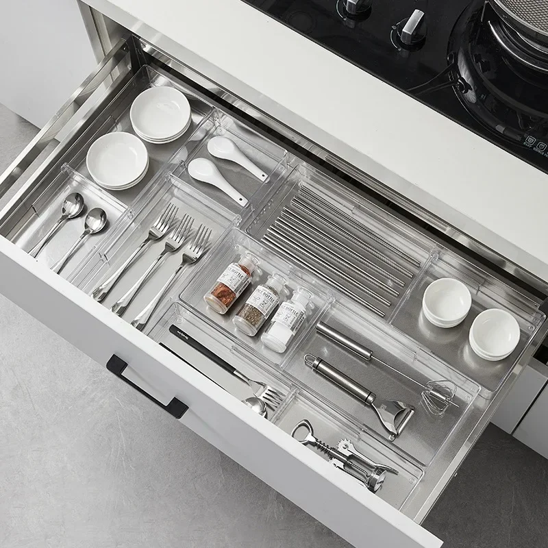 

Kitchen Drawer Organizer, Cutlery Storage Box, Free Combination Tableware Separator, Convenient Cabinet Sorting Boxes.