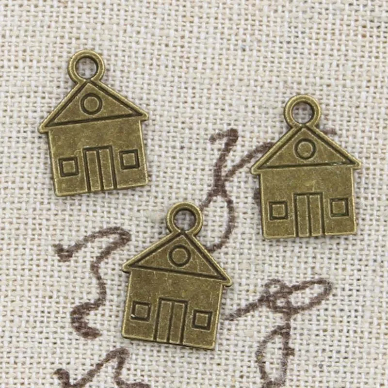 20 sztuk Charms Cabin House Building 16x12mm antyczne wyroby wisiorek fit, Vintage tybetański brąz kolor srebrny, DIY ręcznie robiona biżuteria — zdjęcie 3