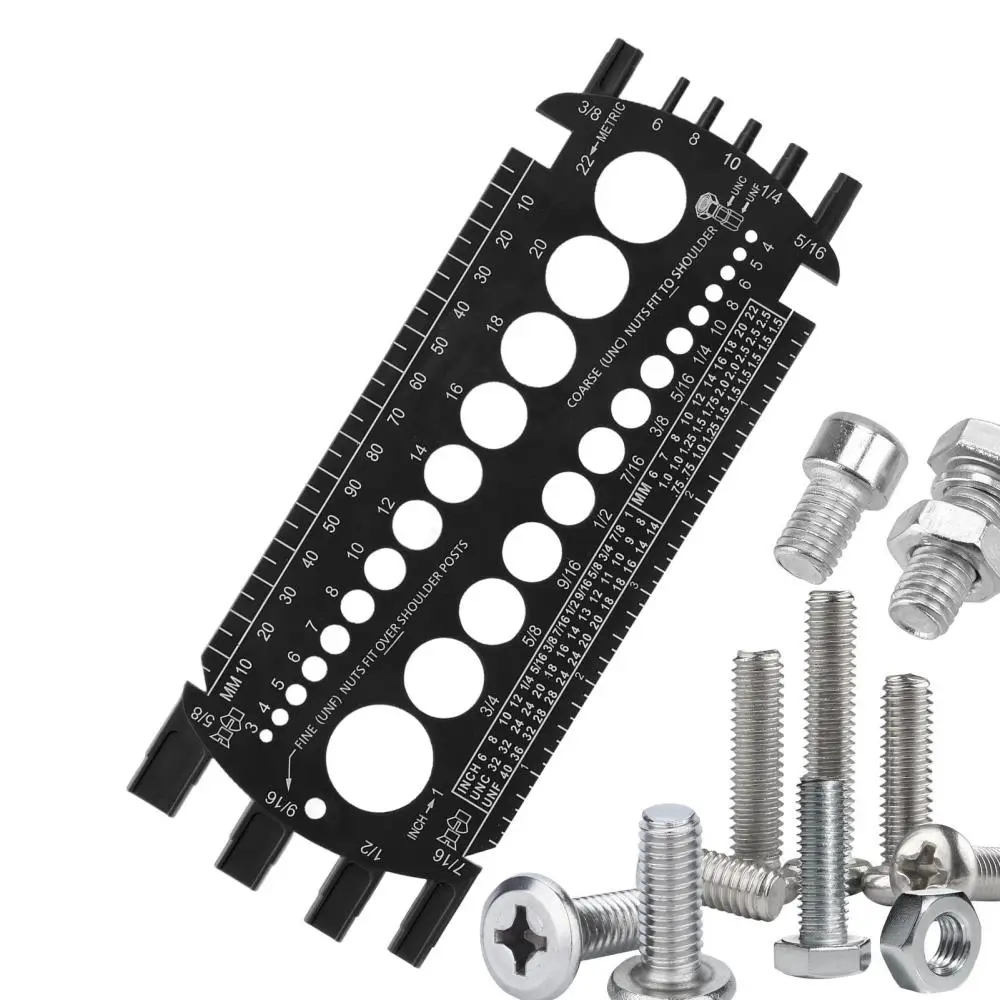 Portable Nut and Drill Bit Thread Checker Gauge, Imperial Metric Screw Sizing Tool with Female Gauge for Precision Measurement