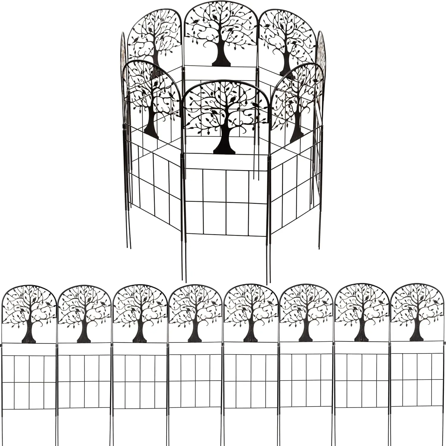 

28" Above Ground Metal Landscape Edging, 8 ft Long Garden Fence Panels for Flower Beds and Lawns