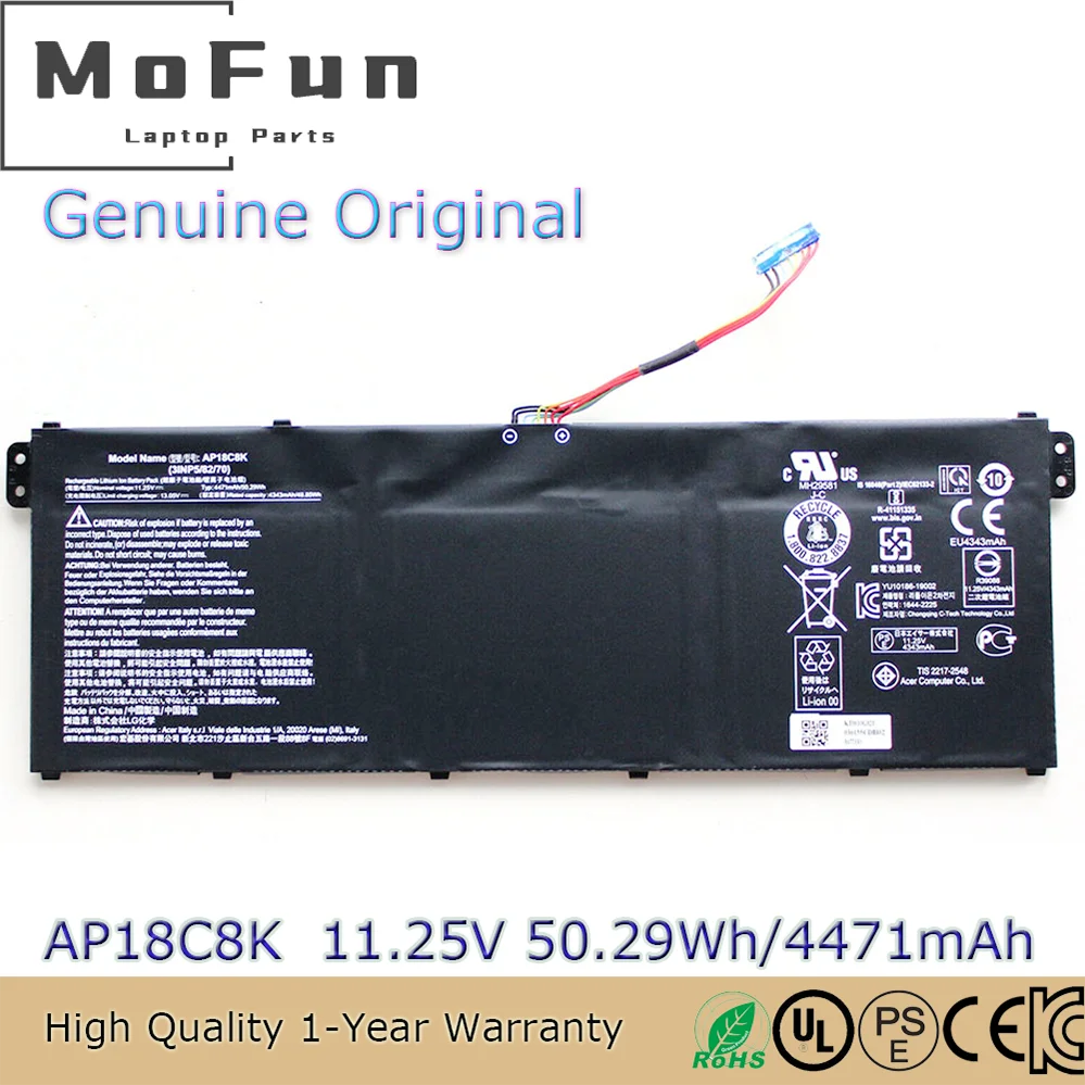 

Genuine AP18C8K battery for Acer Aspire 5 A514-53-36J7 Chromebook Spin Swift 3 CP713-2W 5 slim A515-54 A515-43 3INP5/82/70