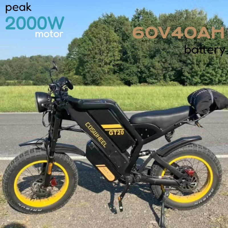 Coswheel GT20 Max Peak 2000 Motor E Bike 60V40AH Battery 65km/h Electric Bicycle 20 Inch Tire Mountain Off-Road Electric Bike image 1