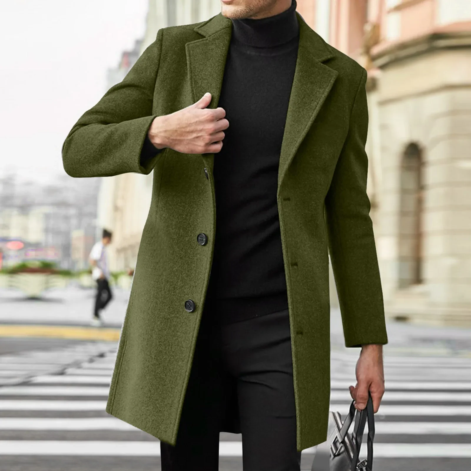 2025 Moda para hombre Lana y mezclas Gabardina de negocios informal para hombre Abrigo de ocio para hombre Estilo punk mezclas Chaquetas antipolvo Abrigos