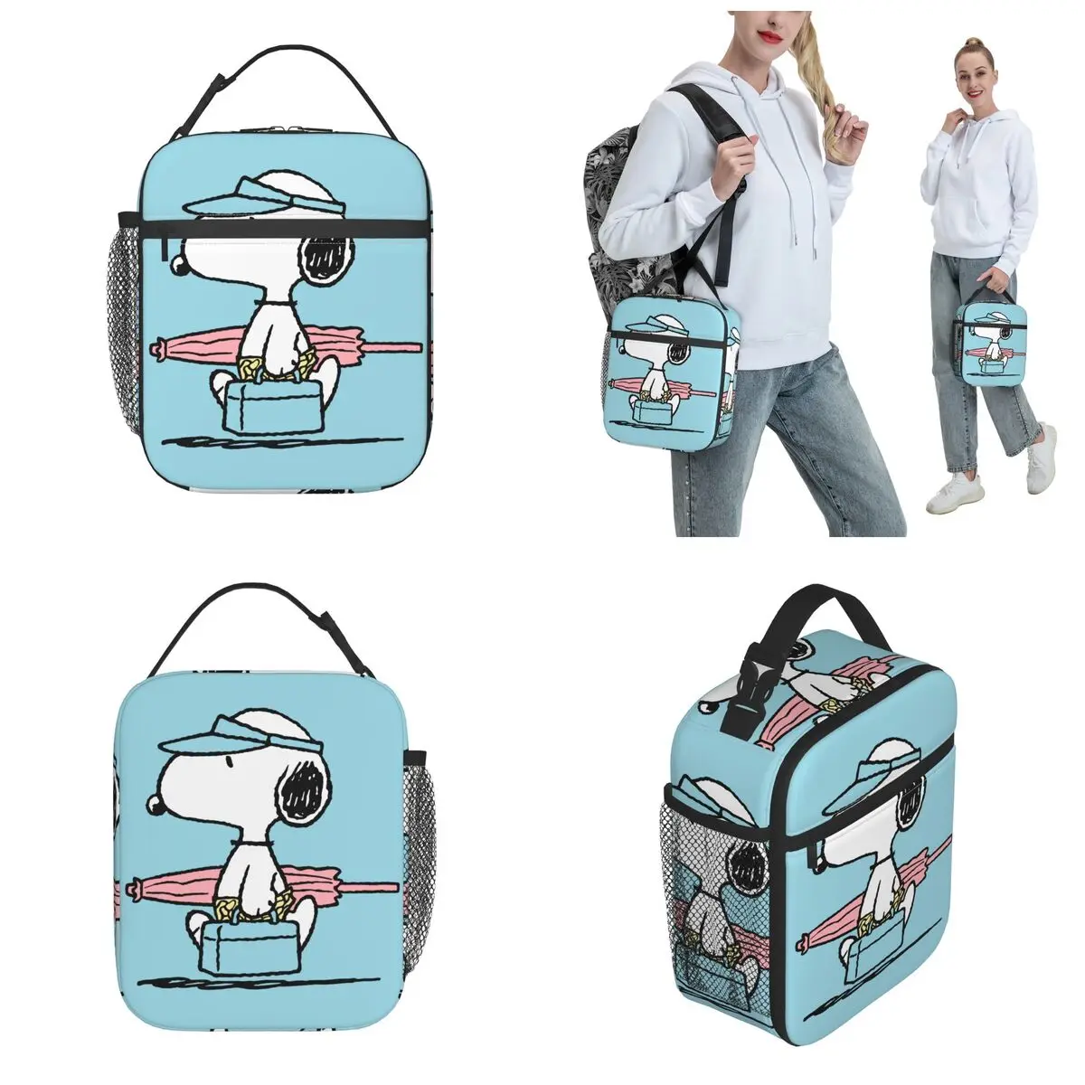 Snoopy Insulated Lunch Bag Cooler Lunch Container Cartoon Portable Tote Lunch Box Girl Boy College Travel