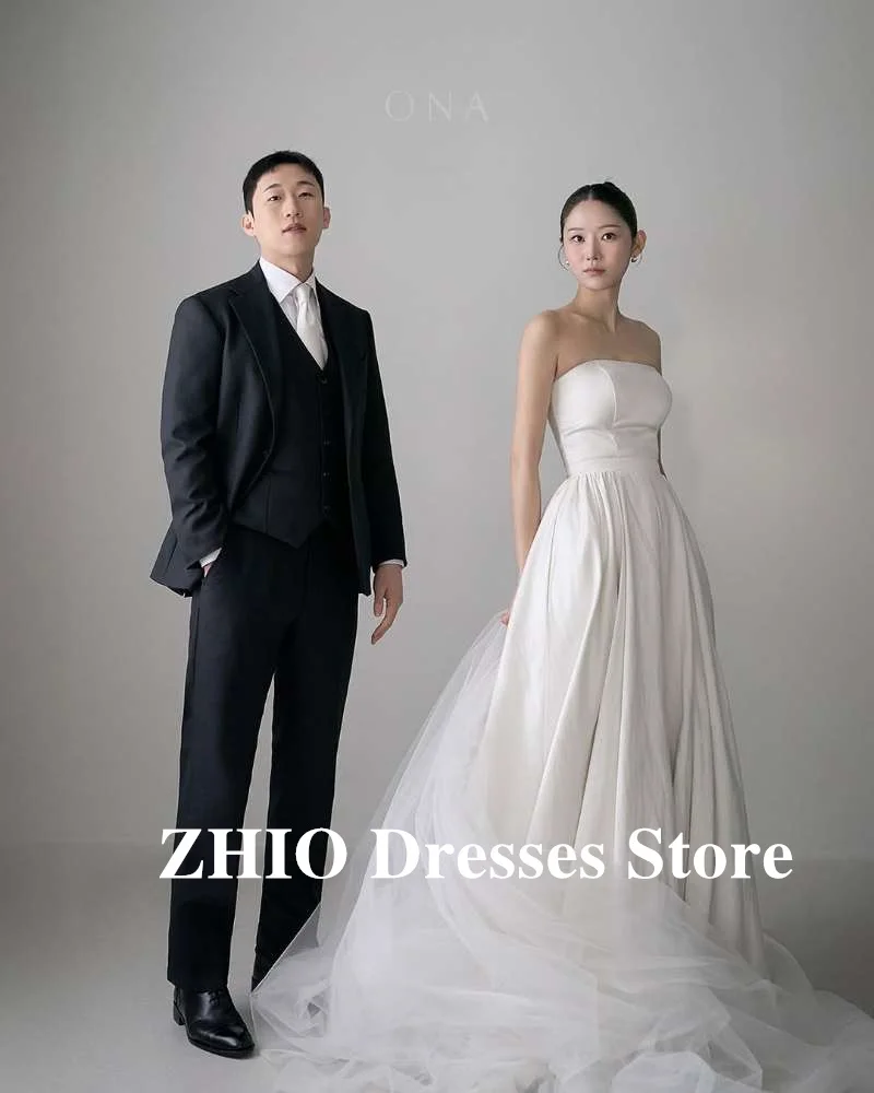 ZHIO Einfache Liebsten A-linie Brautkleider Weiche Satin Sweep Zug Brautkleider Korsett Zurück Plus Größe Vestidos de noiva Frauen