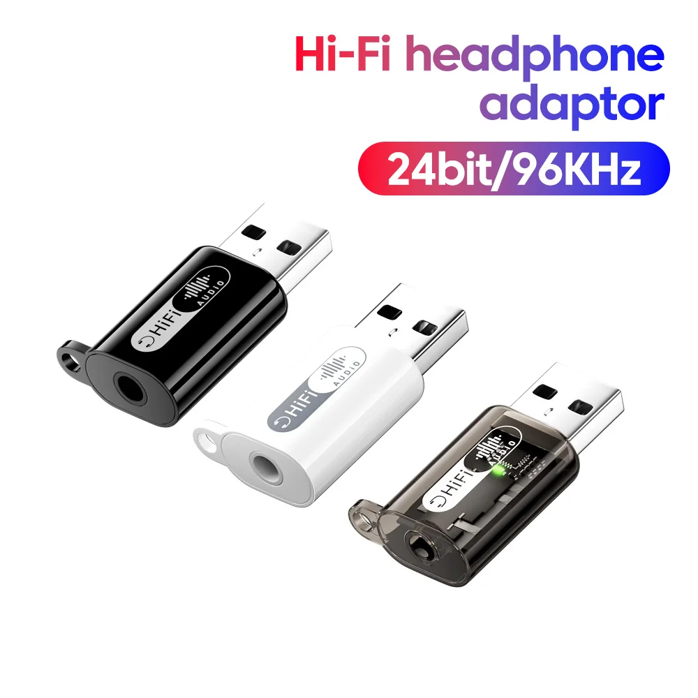 USB to 3.5mm Headphone Adapter for HiFi Audio 24bit/96KHz - Universal for Computers Mobile Phones - Headset