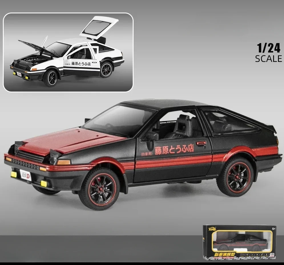 1:24 Toyota AE86 Alloy Car Model Initial D Decoration Simulation Toys For Children Gift Big Size With Light Pull Back A458