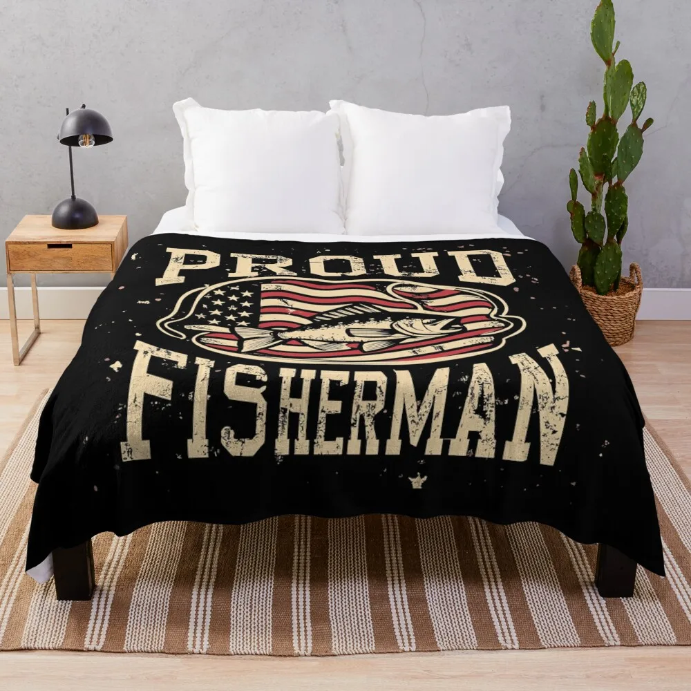 Proud fisherman Throw Blanket Bed linens Heavy Blankets