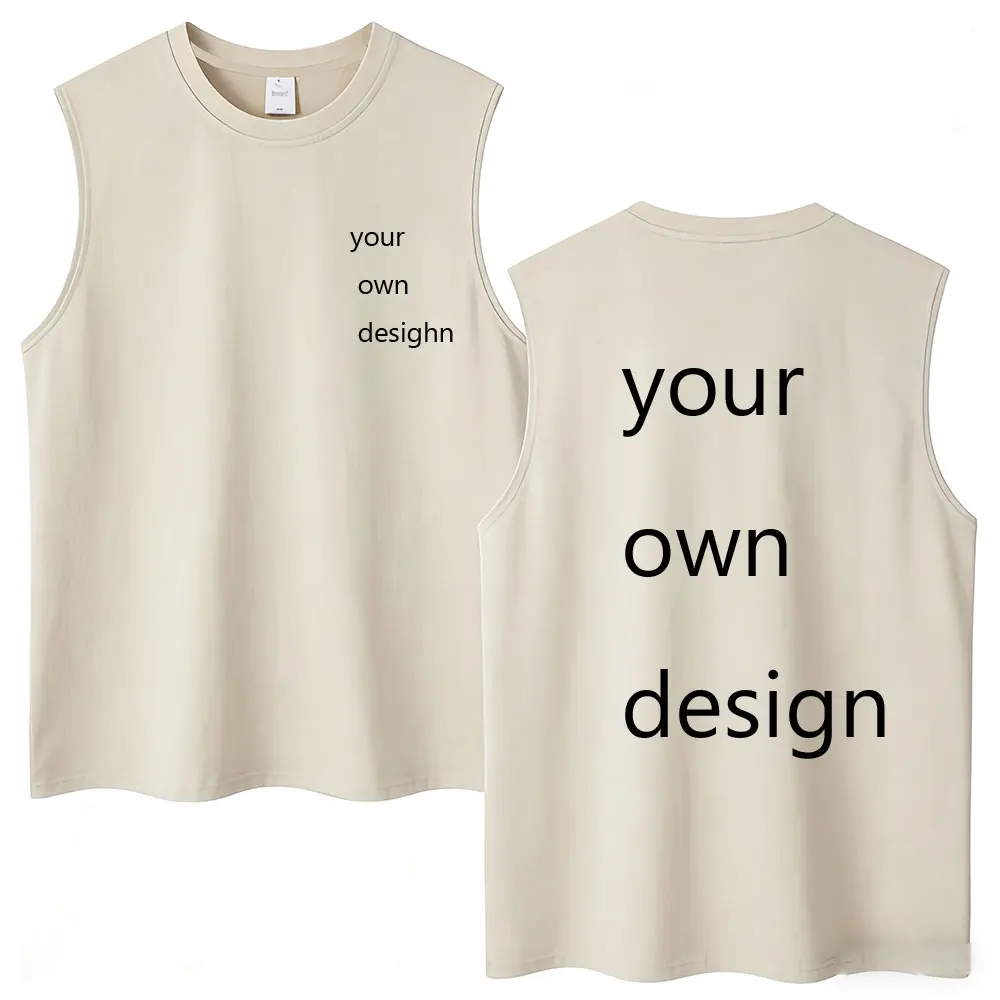 Maßgeschneiderte, gewaschene Tanktops für den Sommer: Gestalten Sie Ihr eigenes Design mit Foto oder Logo – Lockere, modische ärmellose Baumwoll-T-Shirts für Herren und Damen – Detail 3
