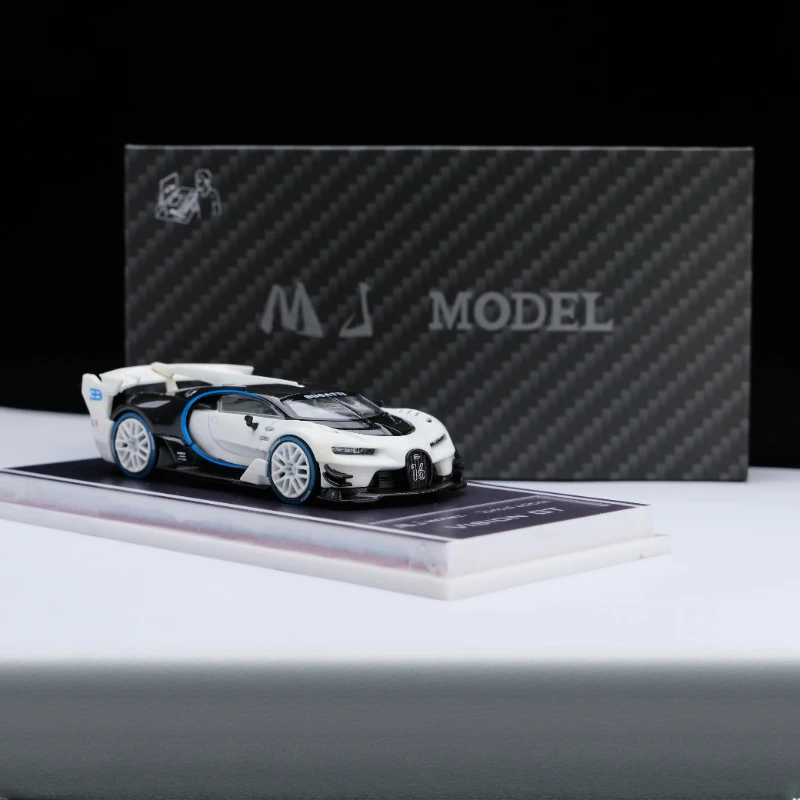 1:64, Bugatti VGT Luminous Edition, coche de simulación en miniatura fundido a presión de aleación, modelo coleccionable, adornos para adultos, juguetes para niños.