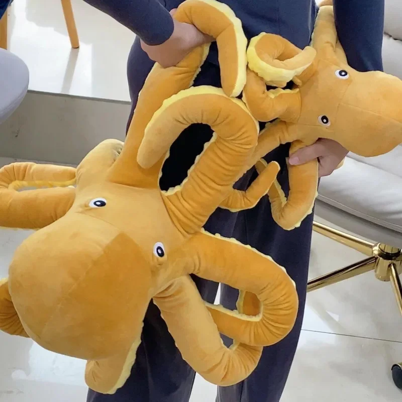 Octopus Plüsch tier kreative niedliche Tintenfisch gelb kurze Plüsch pp Baumwolle Spielzeug Kinder Erwachsenen Tier Schlaf kissen Paar Mesh Tasche