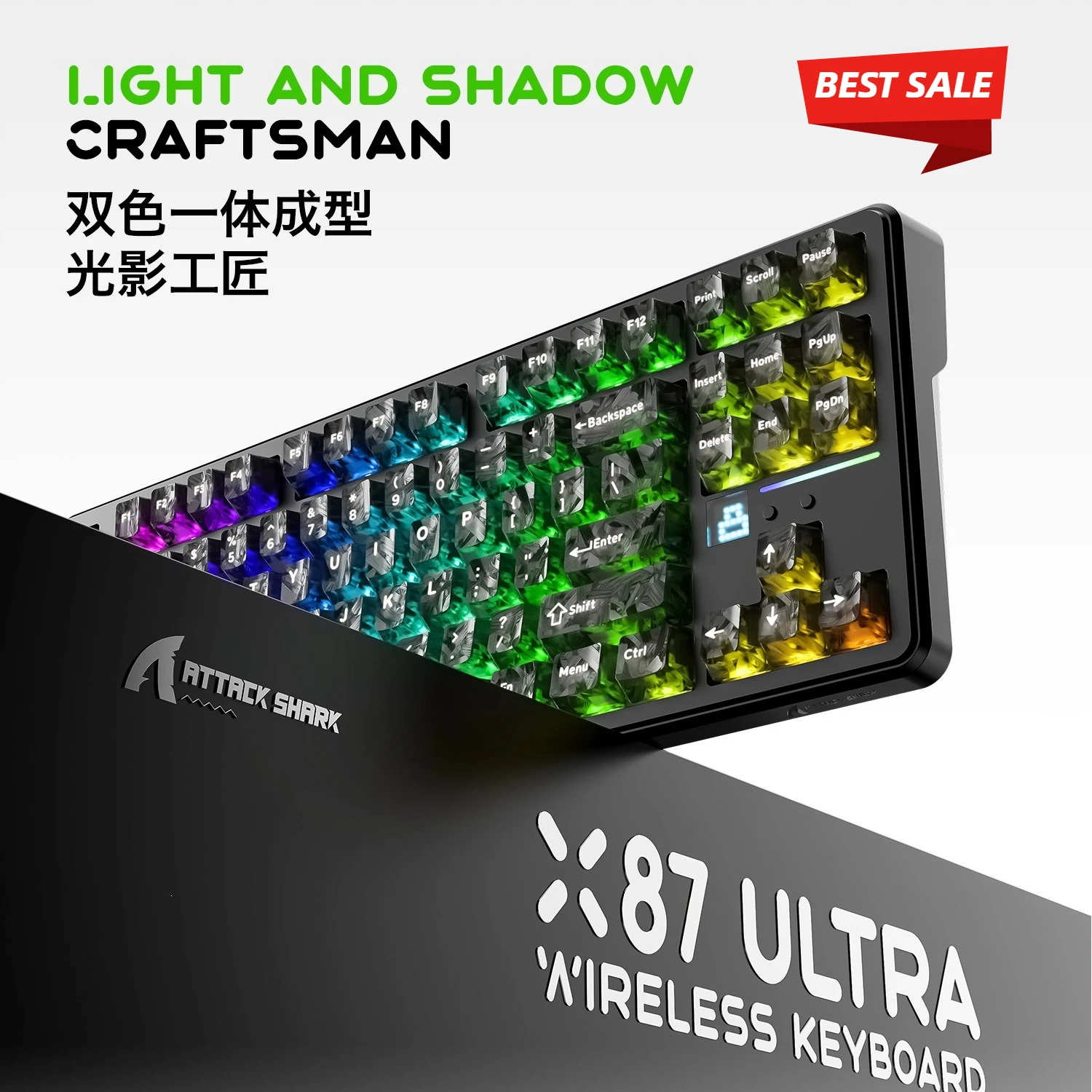 Teclado Mecânico Gamer Sem Fio ATTACK SHARK X87 ULTRA Dual 8K Personalizado Tri-Mode RGB com Troca Rápida de Teclas e Bateria de 100000mAh