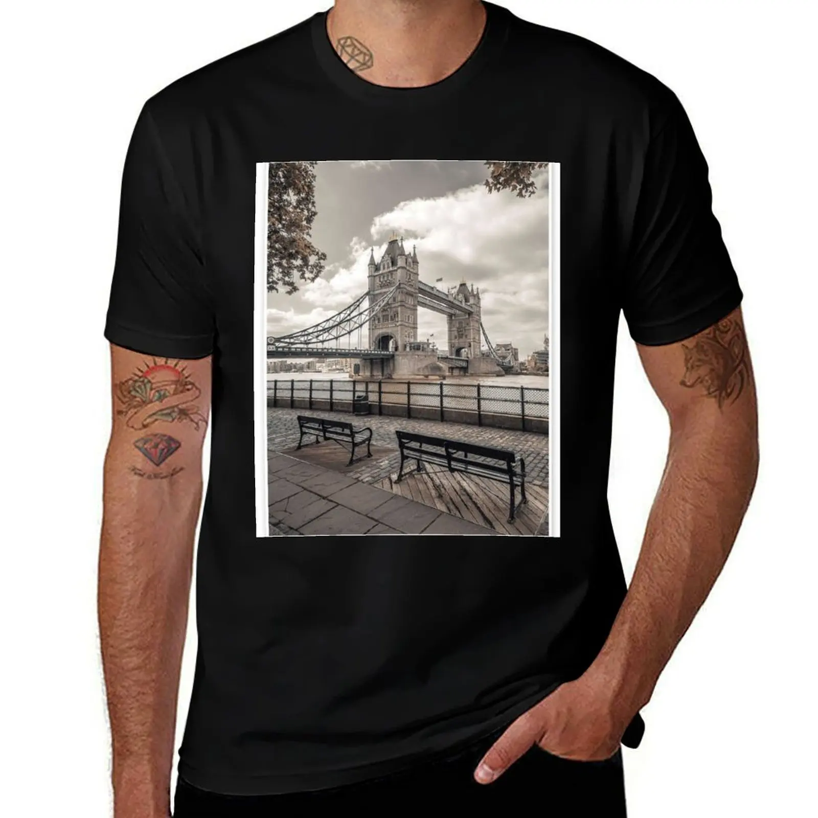 

Футболка Tower Bridge London, дизайнерские рубашки с синим замком, аниме, блузка, простые белые футболки для мужчин