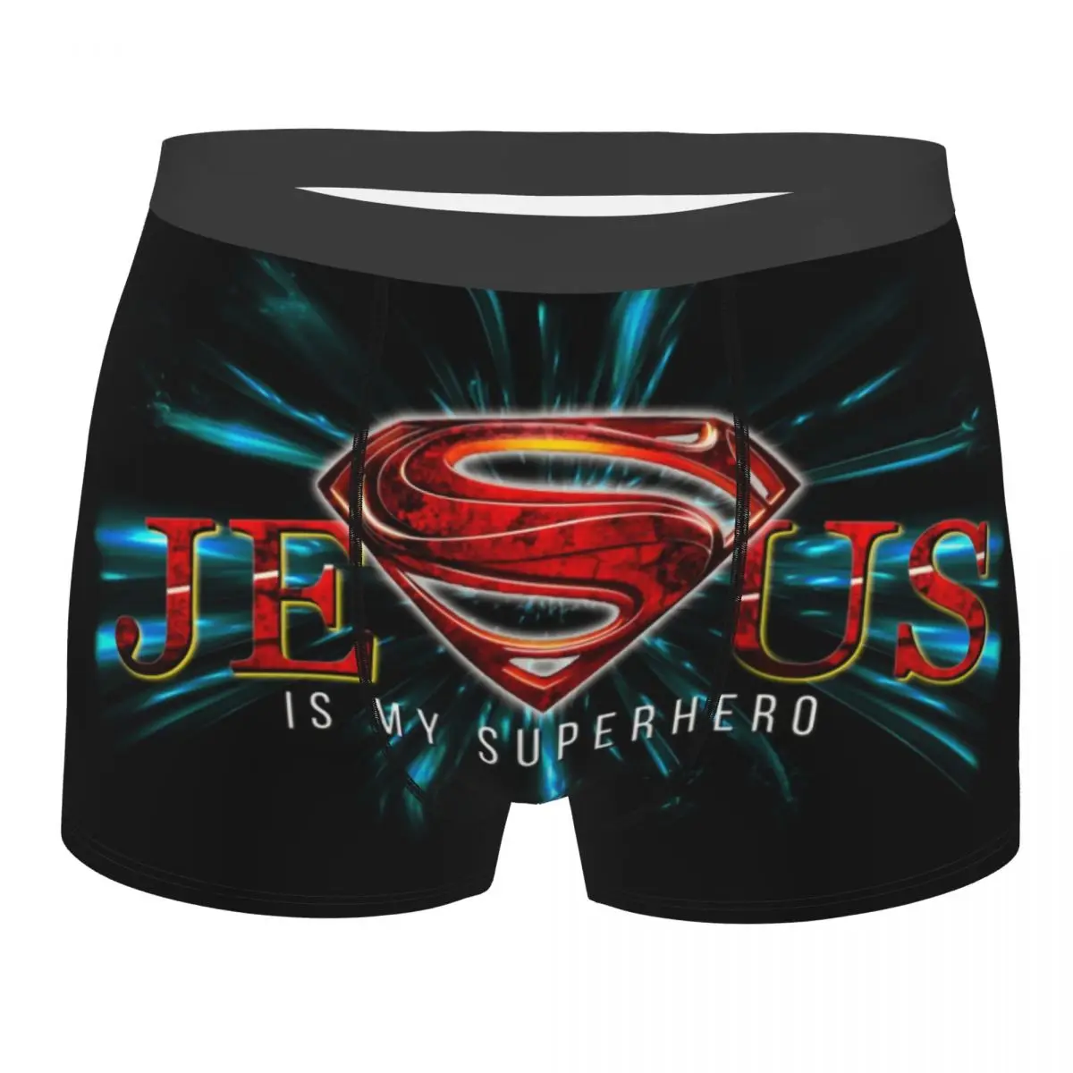 Jesus Is My Superhero Boxer Shorts Panties Male Underpants Comfortable Religion Christian Jesus God Briefs Underwear