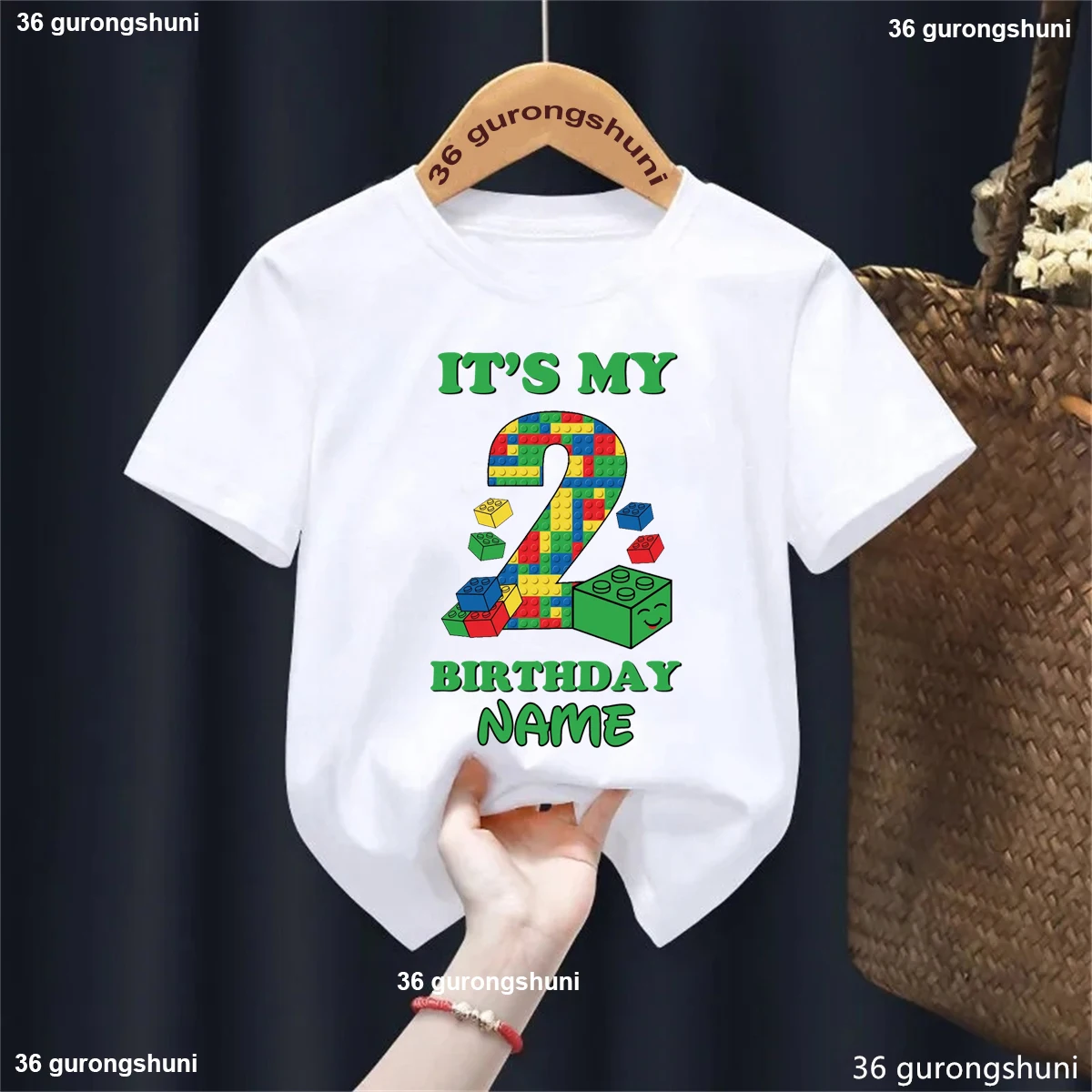 

Custom Name It'S My 1st/2nd/3rd Birthday Building Blocks Printed T Shirt Boys/Girls Building Blocks Theme Funny Kids Clothes